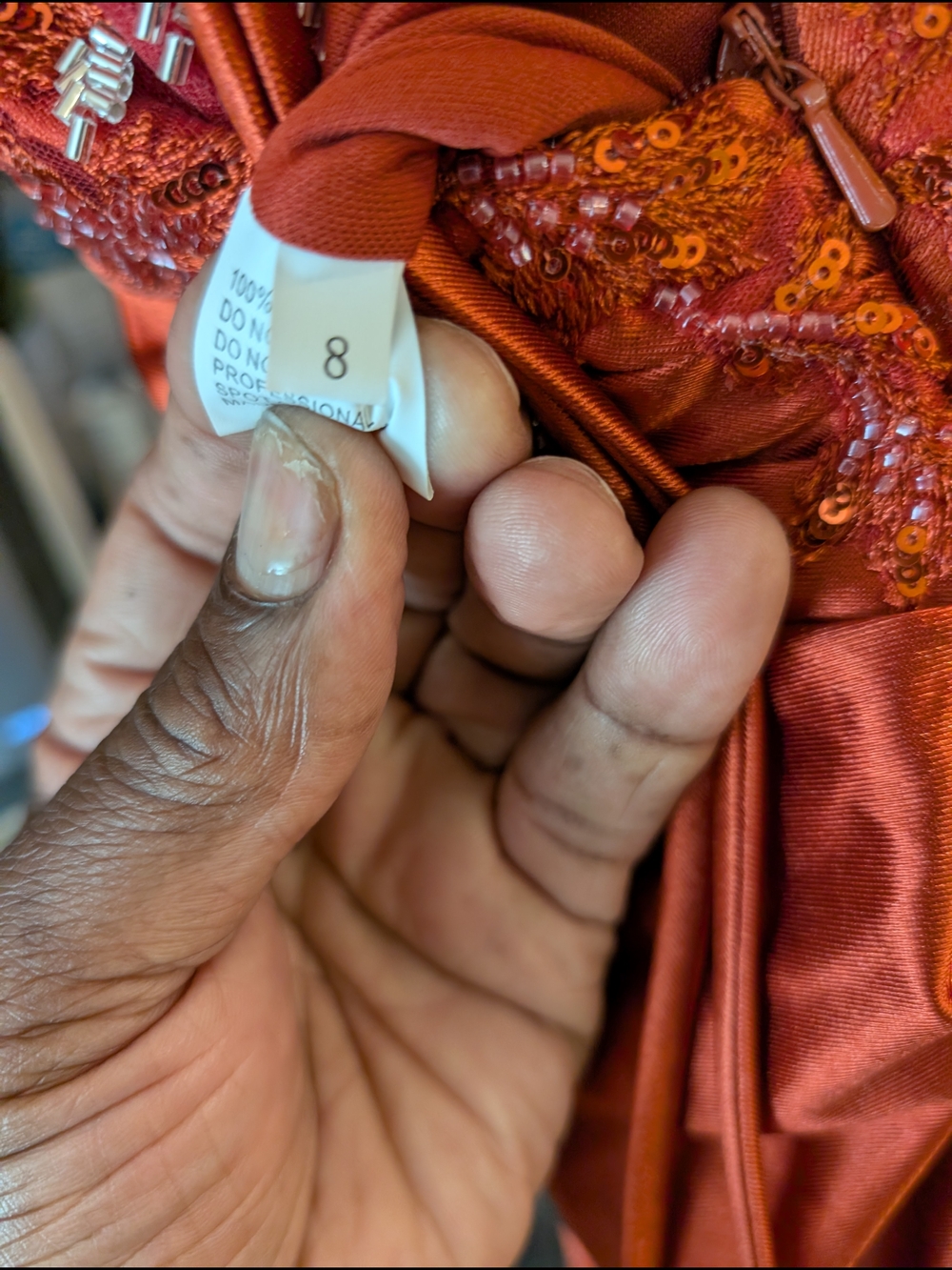 Rust Orange Sequin Cocktail Dress